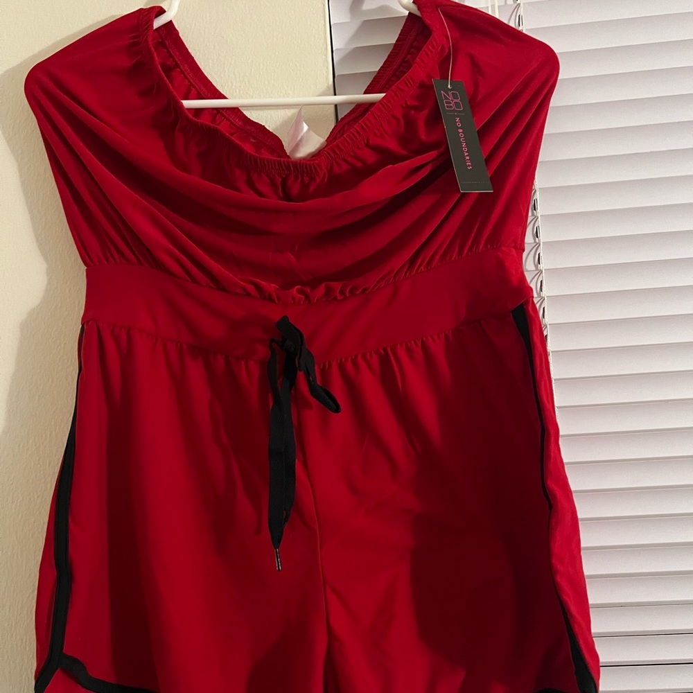 Red romper (tube top and shorts connected)
